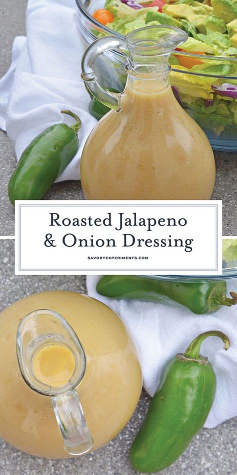 Jalapeno Salad, Onion Dressing Recipe, Roasted Jalapeno, Pastas Recipes, Jalapeno Recipes, Salad Dressing Recipes Homemade, Marinade Sauce, Homemade Salads, Homemade Salad Dressing