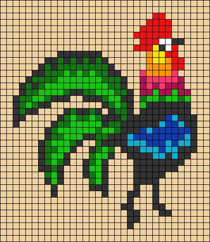 Baby Chicken Pixel Art, Chicken Perler Beads, Chicken Alpha Pattern, Pixel Chicken, Rooster Cross Stitch Patterns, Farm Food, Poultry Farm, Alpha Pattern, Alpha Patterns