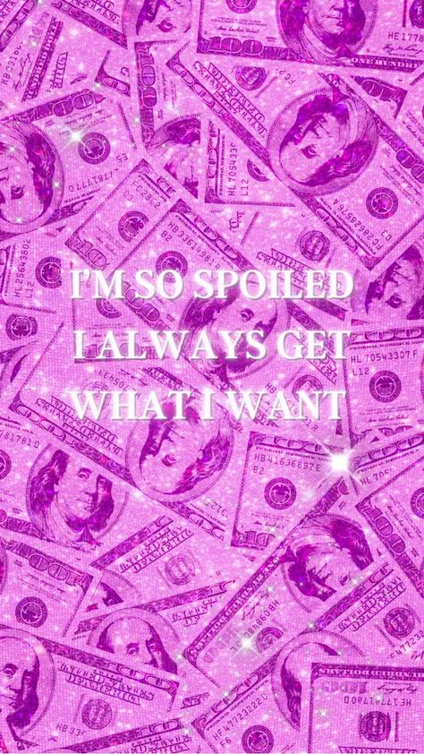 Money affirmation wallpaper • pink glitter aesthetic cash money Spoiled Wallpapers, I Always Get What I Want Quotes, All I Care About Is Money, Spoil Me Aesthetic, I Get What I Want Affirmation, Glitter Money Aesthetic Wallpaper, I Always Get What I Want Affirmation, I Always Get What I Want Wallpaper, I Get What I Want Aesthetic