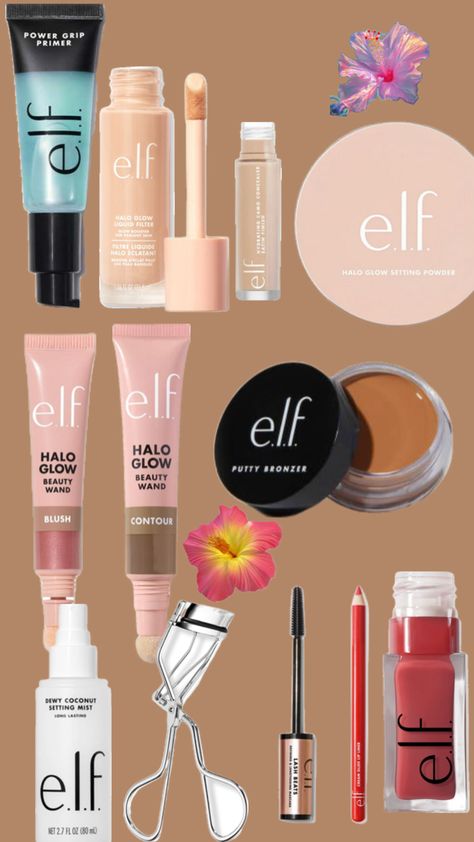 this is a whole makeup routine from Elf Elf Makeup Routine, Elf Contour, Make Ip, Blush Contour, Elf Makeup, Makeup For Beginners, Contour Makeup, Cute Everyday Outfits, Setting Powder