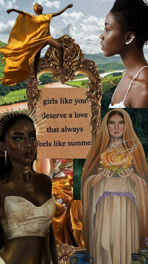 #goddess #oshun #orisha #river #sacred Oshun Goddess Dress, Oshun Goddess Aesthetic, Oshun Aesthetic, Oshun Offerings, Victorian Cafe, Black Fae Day, Healing Girl Summer, Black Fae, Love Letter To Myself