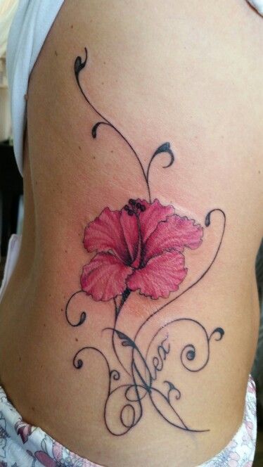 Hibiscus And Lily Tattoo, Hibiscus Watercolor Tattoo, Hybiscus Tattoo, Good Vibes Tattoo, Vibes Tattoo, Hibiscus Flower Tattoos, Cute Owl Tattoo, Around Arm Tattoo, Hibiscus Tattoo