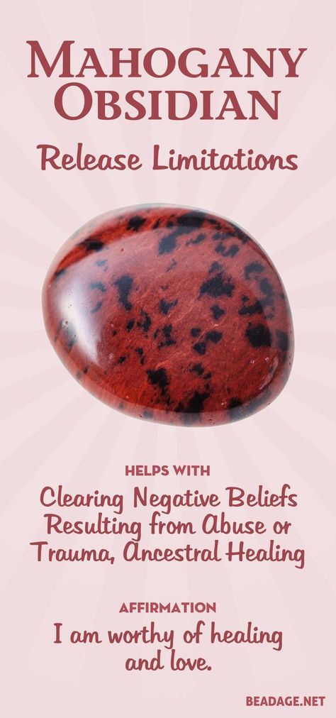 Mahogany Obsidian is useful for clearing self-imposed blocks that lurk in your subconscious due to past harmful experiences. If you feel… Mahogany Obsidian Meaning, Mahogany Crystal, Obsidian Meaning, Red Obsidian, Mahogany Obsidian, Healing Affirmations, Past Lives, Crystals Healing Properties, Spiritual Crystals