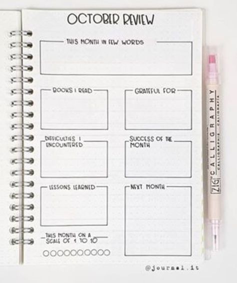 Month In Review Bujo, Bujo Monthly Goals Page, Monthly Goals Journal Ideas, Simple Planner Layout, Month Review Journal, Bujo Monthly Page Ideas, Bujo Aesthetic Minimalist, New Month Journal Page, Bujo Monthly Goals