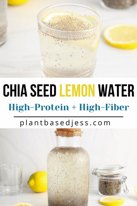 Lemon Chia Seed Water - Plant Based Jess Lemon Chia Seed Water, Chai Seed, Chia Drink, Lemon Water Recipe, Healthy Lemonade, Chia Seed Drinks, Chia Seed Water, Liver Care, Chia Recipe