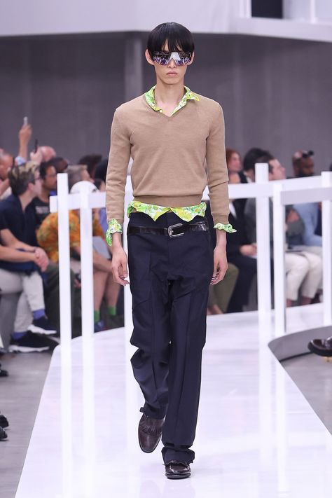 Prada SS25 Men’s | Dazed Prada Fashion Show, Prada Fashion, Prada Spring, Summer 2025, Men Spring, Denim T Shirt, Jogging Suit, Spring Summer Trends, Lacing Sneakers