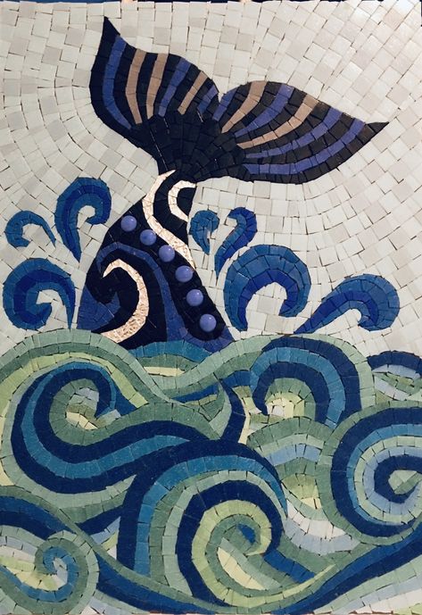 Free Mosaic Patterns Templates Design, Mosaic Sea Life, Sea Mosaic, Wave Mosaic, Ocean Mosaic, Mosaic Art Diy, Mosaic Madness, Mosaic Art Projects, Mosaic Tile Art