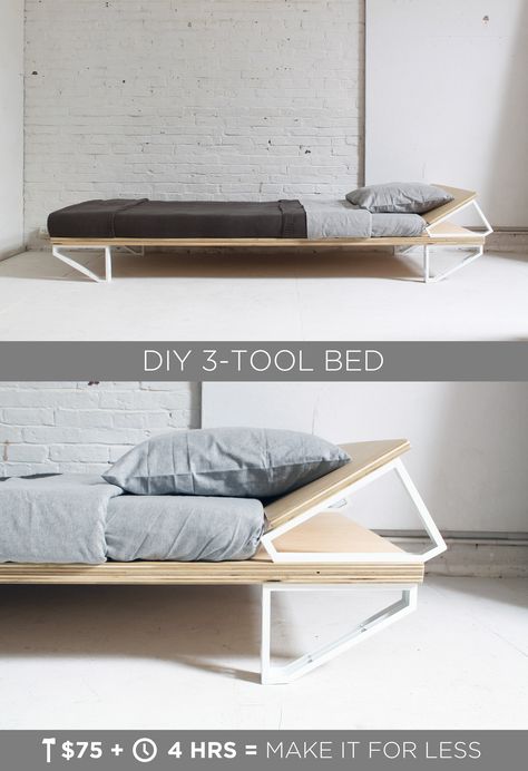 Diy Modern Bed, Diy Bed Frame Easy, Diy Mattress, Murphy Bed Ikea, Diy Platform Bed, Ikea Shelves, Diy Bed Frame, Plywood Furniture, Diy Bed