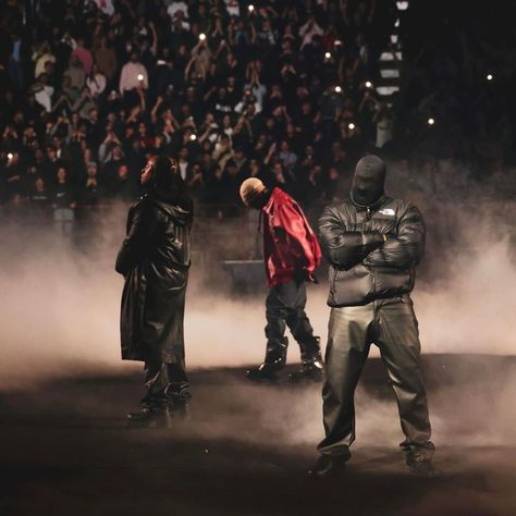 Kanye West Outfit from February 23, 2024 Nike Black Air Force, Kanye West Show, West Outfit, Kanye West Outfits, Soccer Gloves, Black Air Force 1, Ty Dolla Sign, Street Fits, Ty Dolla Ign