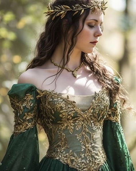 Fairy Dress Design, Fae Dress, Elven Fairy, Elven Princess, Elven Dress, Elf Dress, Elf Clothes, Fantasy Dresses, Queen Dress