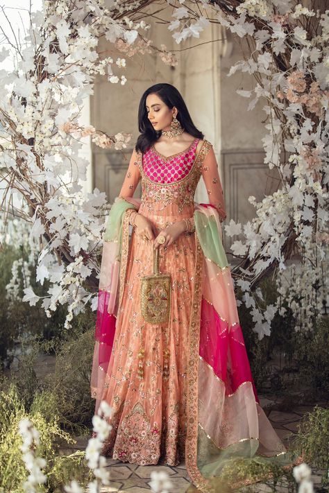 Sunnia Manahil, Modern Bridal Dress, Shades Of Peach, Modern Bridal, Net Dupatta, Elegant Red, Mauve Pink, Large Fashion, Raw Silk