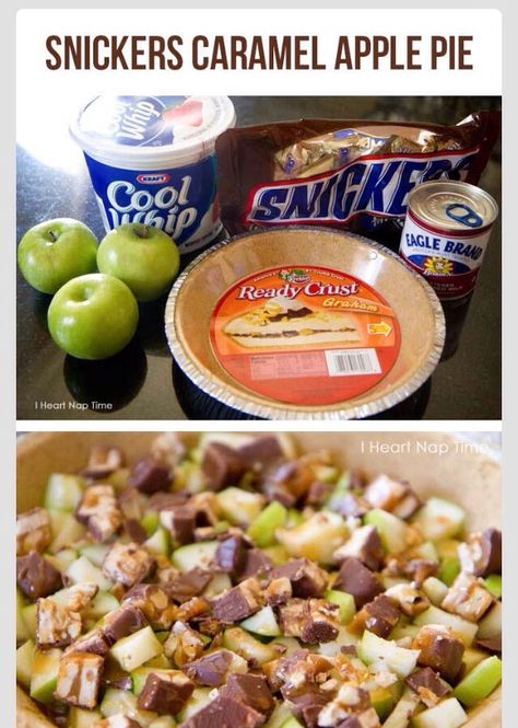 Snickers Caramel Apple Pie!!! 😋😋😋 (full Instruction)Trust me....thee most DELICIOUS thing ever!! Caramel Apple Pie Cookies, Snickers Dessert, Snickers Pie, Strawberry Crunch Cake, Apple Pie Filling Recipes, Fresh Strawberry Recipes, Chocolate Covered Apples, Apple Pie Cookies, Strawberry Crunch