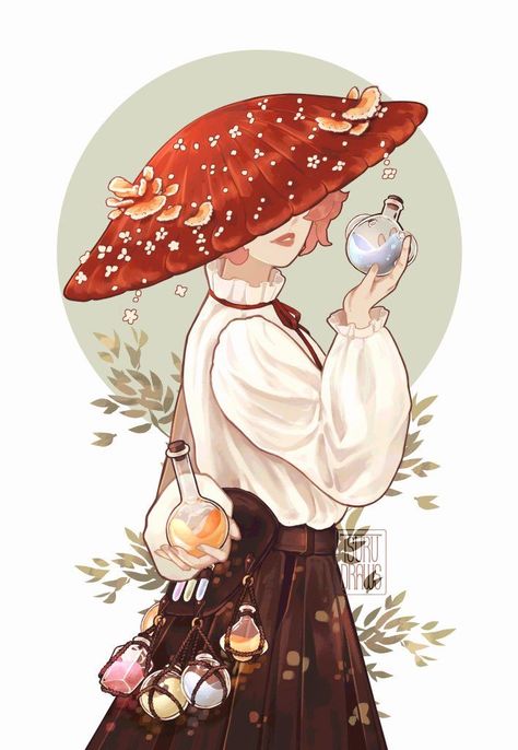 Mushroom Witch, Mushroom People, Mushroom Girl, Cute Mushroom, Dnd Characters, Oc Ideas, Character Ideas, Character Inspiration, Drawing Ideas