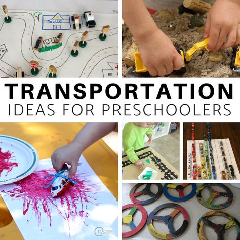 This collection of transportation theme activities has a little of everything for your classroom or homeschool. Preschoolers will love the art, sensory bins, dramatic play activities, math, and more! Transportation Poems For Preschool, Transportation Schema Activities, Transporting Schema Activities, Car Dramatic Play, Transportation Theme Activities, Cars Activities, Prek Transportation, Preschool Invitations, Transportation Songs