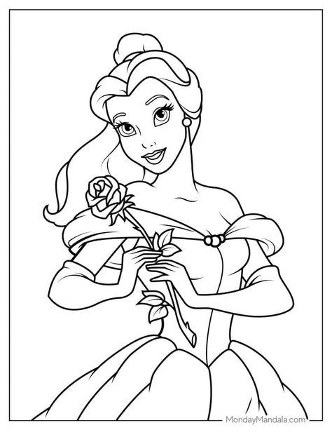 Disney Princess Outline, Beauty And The Beast Coloring, Belle Drawing, Disney Coloring Pages Printables, Belle Coloring Pages, Disney Princess Colors, Disney Princess Coloring Pages, Disney Belle, Disney Princess Drawings