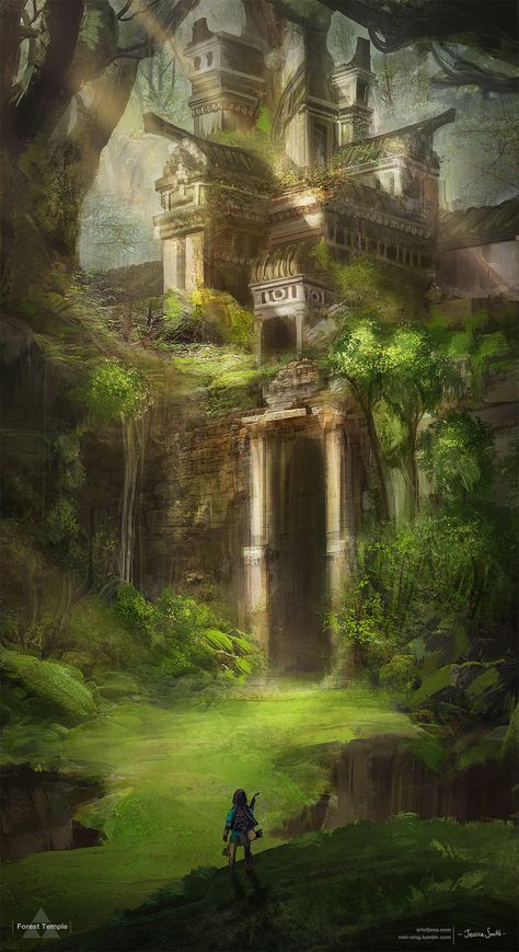 LoZ by Mei-Xing.deviantart.com on @DeviantArt Forest Temple, Water Temple, Jessica Smith, Mary Blair, Eve Online, Contour Drawing, Zelda Art, Ocarina Of Time, Fantasy Places