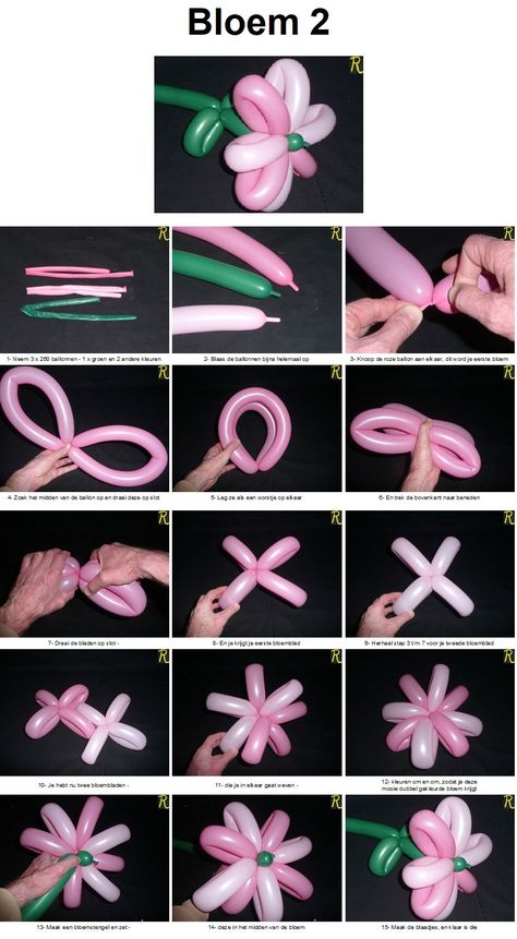 Balloon Animal Flower, Balloon Twisting Ideas, Easy Balloon Animals, Flower Balloons Diy, Balloon Tutorials, Balloon Flower Decorations, Party Balloons Diy, Balloon Bouquet Diy, Twisting Balloons