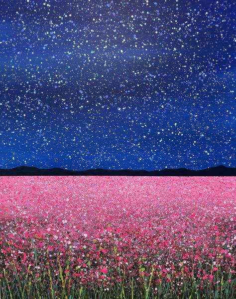 @rt.life (@andflowers_) on X Starry Night Landscape, Maximalist Painting, Pointalism Art, Pink Field, Master Of Fine Arts, Art Matters, Expressionist Painting, Night Landscape, Art Degree