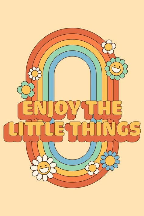 Enjoy the little things, for one day you may look back and realize they were the big things. || T-Shirt, Sweatshirt,...View this design on+69 products by click on picture 🎁 #redbubble #teepublic #handdrawn #flower #hippie #art #tshirt #hippie #boho Seventies Graphic Design, Flower Power Aesthetic, Groovy T Shirt, Groovy Poster, Love Peace Happiness, Hippy Art, Hippie Posters, Hippie Quotes, Stay Groovy