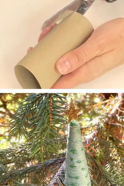 Toilet Paper Roll Christmas Tree, Paper Roll Christmas Tree, Toilet Paper Roll Christmas, Roll Christmas Tree, Paper Roll Christmas, Diy Tree Ornaments, Toilet Paper Roll Diy, Easy Christmas Tree, Birdhouse Ornaments