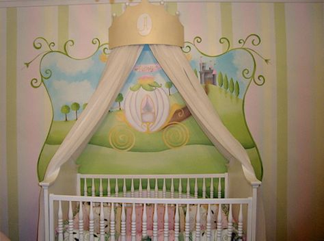 Love the princess mural! Sleeping Beauty Nursery, Cinderella Nursery, Princess Mural, Nursery Murals, Disney Princess Nursery, Themed Bedrooms, Elegant Nursery, Girl Nursery Themes