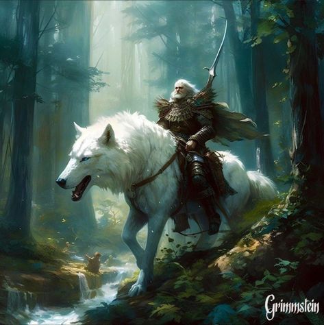 Wolf Rider Fantasy Art, Wolf Mount, Wolf Rider, Mythical Creatures Fantasy, Wolf Artwork, Fantasy Wolf, Creature Artwork, Dragon Knight, Bull Riders