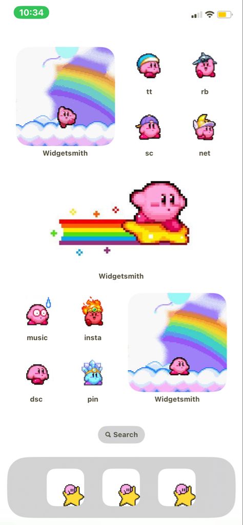 Kirby Ios 16 Wallpaper, Kirby Flip Phone Template, Kirby Iphone Layout, Kirby Phone Layout, Kirby Iphone Theme, Nintendo Phone Theme, Colorful Ios Layout, Kirby Widgets Long, Kirby Homescreen Layout