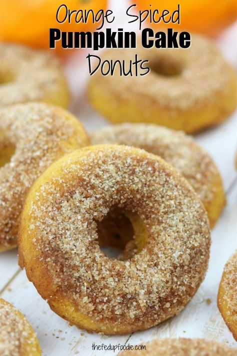 Really fun donut for Halloween. Super easy and delicious. Flavor combinations are wonderful!  #TheFedUpFoodie #DonutRecipe #PumpkinDonutsRecipe #CinnamonSpice #DonutsRecipeEasy #HalloweenDessert #PumpkinDonutsBaked https://www.thefedupfoodie.com Pumpkin Cake Donut Recipe, Pumpkin Donuts Baked, Pumpkin Doughnuts, Cake Donuts Recipe, Small Batch Baking, Pumpkin Spice Donut, Homemade Donuts, Baked Donuts, Pumpkin Flavor