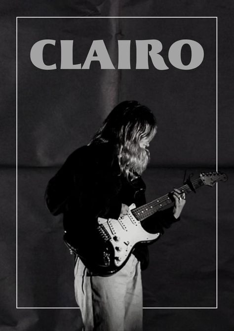 Clairo Vintage Poster, Grey Poster Design, Grey Posters For Wall, Guitar Aesthetic Poster, Black And White Prints For Wall Bedroom, Vintage Poster Prints Music, Clairo Poster Prints, Clairo Poster Aesthetic, Clairo Aesthetic Poster