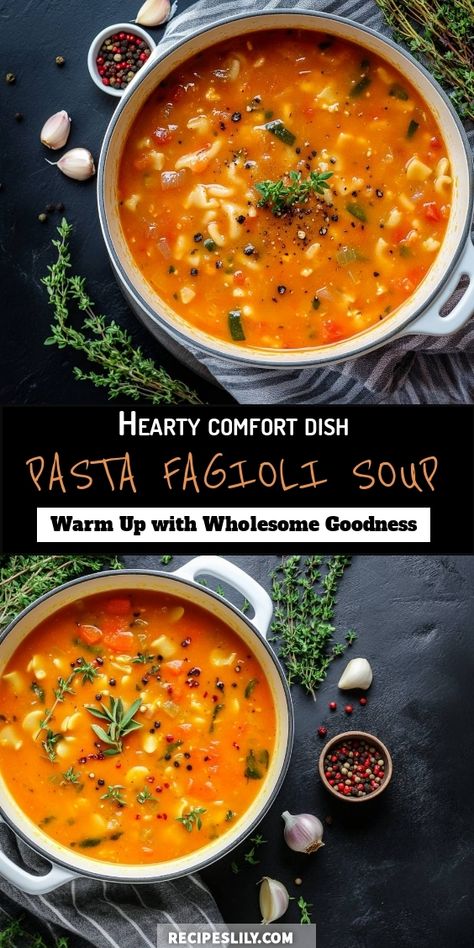 Join me in creating this comforting Pasta Fagioli Soup that warms your soul and fills your belly! Packed with fresh vegetables, flavorful herbs, and tender pasta, it's a perfect hearty dish for any occasion. Let's enjoy a bowl of wholesome goodness together! Pasta Fazul Recipe, Recipe For Pasta Fagioli, Fabio Viviani Recipes, Pasta Fagiole, Italian Meatball Soup, Recipe For Pasta, Pasta Fagioli Recipe, Pasta Fagioli Soup, Meatball Soup Recipes