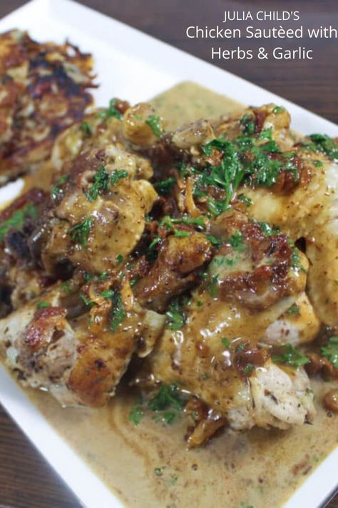 Chicken Au Jus, Au Jus Chicken Recipe, French Chicken Thigh Recipes, Mastering The Art Of French Cooking, Julia Child Recipes Dinners, French Recipe, French Food Recipes, French Recipes, French Chicken Recipes