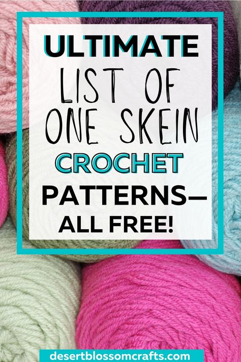 One Skein Crochet Patterns, Crochet Project Free, One Skein Crochet, Scrap Yarn Crochet, Quick Crochet Projects, Quick Crochet Patterns, Easy Crochet Stitches, Beginner Crochet Projects, Crochet Simple