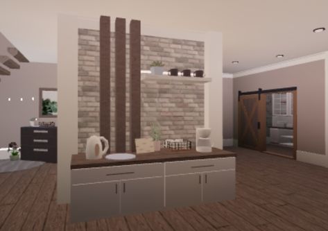 this is a cute area for coffee tjat isnt quite part of your kitchen. Costing 2-4k.{Advanced placement used}Please give credits if uploading. Enjoy 💗 Bloxburg Coffee Bar, Coffee Area, Bloxburg Builds, Bar Station, Bathroom Idea, Coffee Station, Coffee Bar, Bar, Coffee