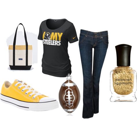 Outfit -- Pittsburgh Steelers Steelers Outfit, Steelers Baby, Steelers Gear, Steelers Girl, Go Steelers, Pittsburg Steelers, Steeler Nation, Steelers Fan, Steelers Football