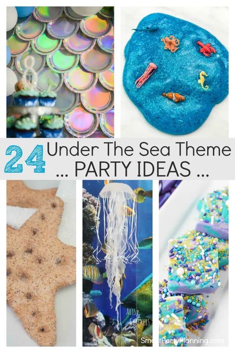 Create an awesome under the sea theme party with these easy DIY ideas. Kids will love all the party food, decorations and activities. All these ideas are easy to recreate and will ensure that you will have an under the sea party to remember. Underwater Theme Party, Under The Sea Theme Party, Ocean Themed Party, Sea Theme Party, Beach Cupcakes, Fishing Cupcakes, Underwater Party, Under The Sea Decorations, Theme Party Ideas