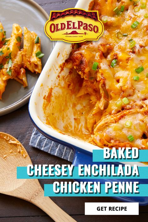 Southwest Chicken Pasta, Chicken Penne Recipes, Pasta Bake Recipes, Casserole Pasta, Chicken Enchilada Pasta, Chicken Penne Pasta, Penne Recipes, Cheesy Enchiladas, Enchilada Pasta