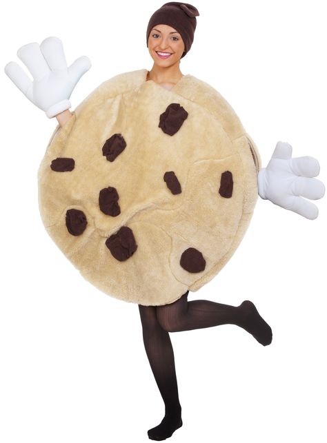 Chocolate Chip Cookie Adult Costume Description: Includes Chocolate Chip Cookie Tunic and Chip Headpiece. Does not include giant cartoon hands or tights.Quick Facts: Chocolate Chip Cookie Costume, Cookie Costume Diy, Cookie Outfit, Cookie Halloween Costume, Chip Costume, Cookie Costume, Candy Costumes, Crazy Costumes, Food Costumes