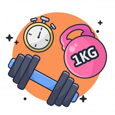 Fitness barbells and stopwatch | Premium Vector #Freepik #vector #sport #fitness #gym #exercise Work Out Doodles, Gym Doodles, 2024 Doodle, Exercise Clipart, Gym Clipart, Gym Illustration, Gym Vector, Frida Kahlo Exhibit, Fitness Infographic