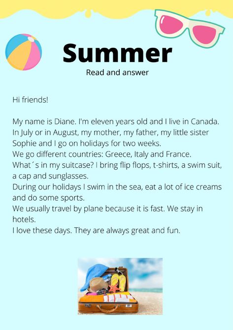 All About Summer Worksheet, Summer Reading Worksheets, Summer Vocabulary For Kids, Summer Holidays Worksheet, Summer English Worksheet, My Summer Vacation Writing, Summer Reading For Adults, Summer Vocabulary Worksheet, Rhyming Poems For Kids