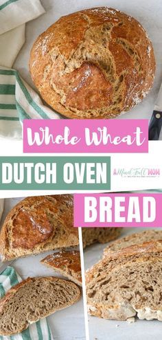 Whole Wheat Dutch Oven Bread, Wheat Dutch Oven Bread, Easy Dutch Oven Bread, Rustic Bread Recipe, Dutch Oven Bread Recipe, Oven Bread, Wheat Bread Recipe, Dutch Oven Bread, Artisan Bread Recipes