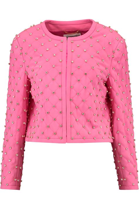 Moschino Jacket, Fashion Bible, Embellished Jacket, Quilted Coat, Pink Jacket, Kpop Fashion Outfits, Costume Outfits, Jacket Design, Padded Jacket