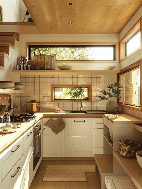 Small Cozy House Ideas, Tiny Japanese Kitchen, Japan Small House Design, Japanese Small House Interior, Japanese Home Decor Modern, Japanese Home Decor Ideas, Japan Kitchen Japanese Style, Japanese House Kitchen, Japan Aesthetic House