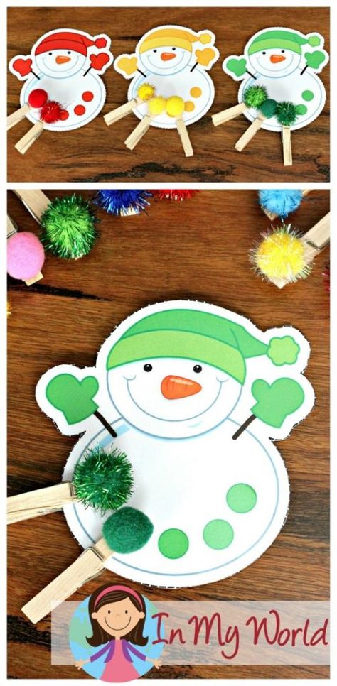 FREE Winter Preschool Center Activities: Snowmen color matching Season Activities, Winter Theme Preschool, Snowmen Activities, Hamster Habitat, Christmas Centers, Snow Theme, Preschool Centers, Hamster Toys, Winter Classroom