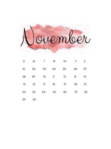 November 2020 Calendar, Birthday Month Calendar Ideas, Calendar Design November, November Aesthetic Calendar, November Watercolor, Calendar November, November Aesthetic, Instagram Story App, Watercolor Calendar