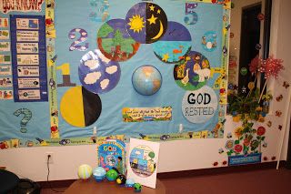 Gods Creation Crafts, 7 Days Of Creation, Creation Bible, Children Church, Sunday School Classroom, Bible Story Crafts, Bible Teacher, Days Of Creation, Preschool Bible