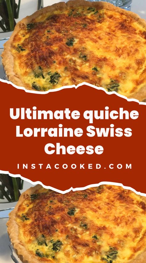 Get ready to tantalize your taste buds with our incredible recipe for Ultimate quiche Lorraine Swiss Cheese! This delightful French dish is a harmonious blend Julia Child Quiche Lorraine Recipe, Ham And Swiss Quiche Recipes, Recipes With Swiss Cheese, Swiss Cheese Quiche Recipe, Best Quiche Lorraine Recipe, Ham And Swiss Quiche, Swiss Cheese Quiche, Swiss Cheese Recipes, Bacon Quiche Recipe