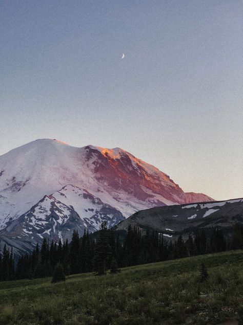 Pacific Northwest Photography, Mountain Washington, Northwest Aesthetic Pacific, Pacific Northwest Mountains, Pnw Painting, Mt Rainier, Pacific Northwest Aesthetic, Washington Mountains, West Coast Road Trip