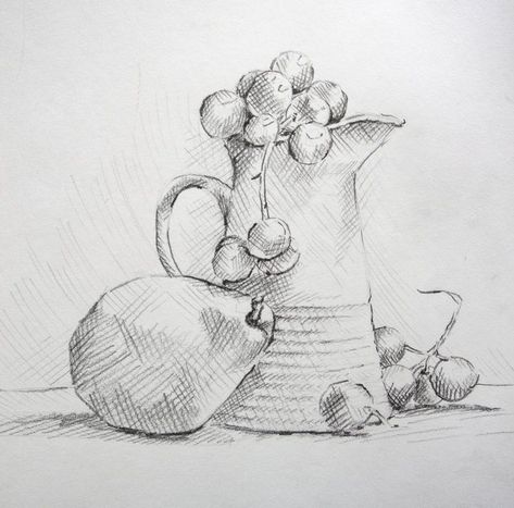 Art Blog - Erika Lancaster-Artist, Content Creator & Online Art Teacher Still Life Outline, Freehand Drawing Sketches, Shading Still Life, Life Line Drawing, Freehand Sketching, Beginner Sketches, Life Sketch, Freehand Drawing, Etch A Sketch