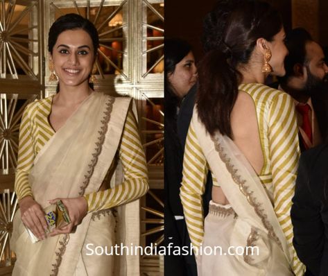 Bollywood Blouse Designs, Celebrity Blouse Designs, Striped Blouse Designs, Half Sleeve Blouse Designs, Golden Blouse, Full Sleeve Blouse, Saree Blouse Neck Designs, Corset Blouse, Indian Saree Blouses Designs