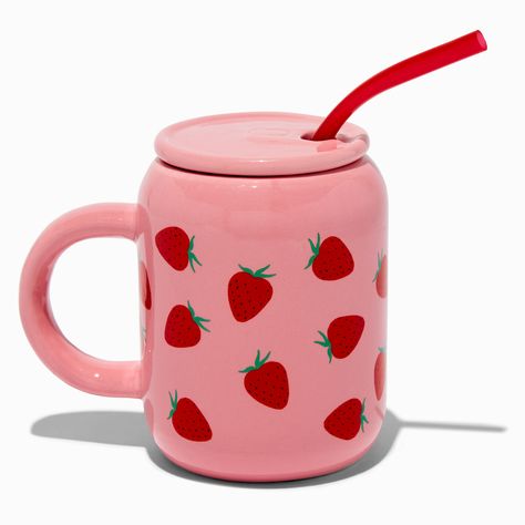 Strawberry To-Go Mug Botella Aesthetic, Strawberry Products, Strawberry Stuff, Strawberry Outfit, Strawberry Kitchen, Alphabet Sounds, Piercing Kit, Pink Glassware, Pink Bottle